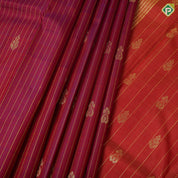 Purple pink gold zari fancy butta contrast mango yellow gold zari one side border silk saree