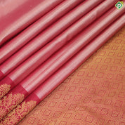 Peach Pink Gold Zari  With Chili Red Border Traditional silk Saree