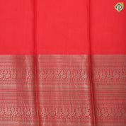 Peach multi color rose bunch and parrot design red silver gold zari peacock multi lines border pattu paavadai lehanka