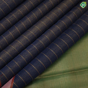 Mid night blue gold zari by zari lines tissue weaved gold base multi color lotus meena work master weaved silk saree