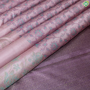 Peach Pink Flower Punch Thread work  Design Gold Zari With Self Color Border Trendy Silk Saree