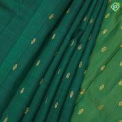 Dark green gold zari fancy butta manthulir green gold zari diamond design one side border silk saree