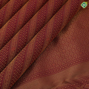 Marron Gold Zari Floral Brocade Design Self Colour Chagaram Flower Border Design Wedding Silk Saree