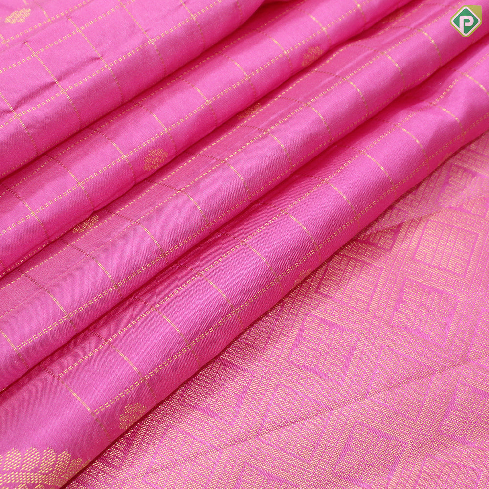 Pink Color Gold Zari With Self Color  Border Traditional Silk Saree