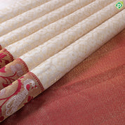 Creamy Sandal With Green Colour Pythonic Design Border Grand Bridal Silk Saree