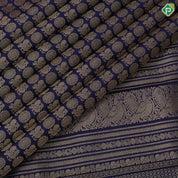 Indigo Blue gold zari peacock rudraksham full body butta self color gold zari multi design lines bridal silk saree