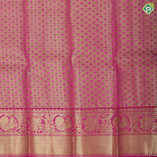 Lavender pink gold zari lotus meena work design Rose pink gold zari rangoli border pattu paavadai lehanka