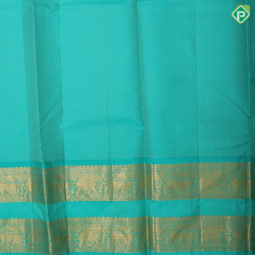 Pinkish orange silver gold zari grand floral design rexona green gold zari retta patti border pattu paavadai lehanka