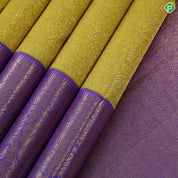 Lemon Green Grand weaved Contrast Lavender Border Exclusive Bridal silk saree