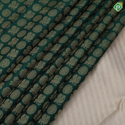 bottle green gold zari chakkaram and annam butta contrast sandal gold zari border grand bridal silk saree