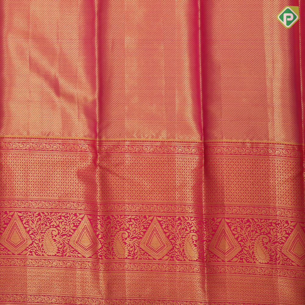 Gold And silver zari by zari tissue grand floral design rani pink gold zari rich high border pattu paavadai lehanka