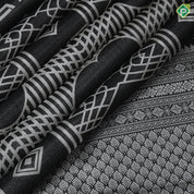 Black Colour silver Zari Brocade Design Self Colour Bavanji Border Design Luxury Black Silk Saree