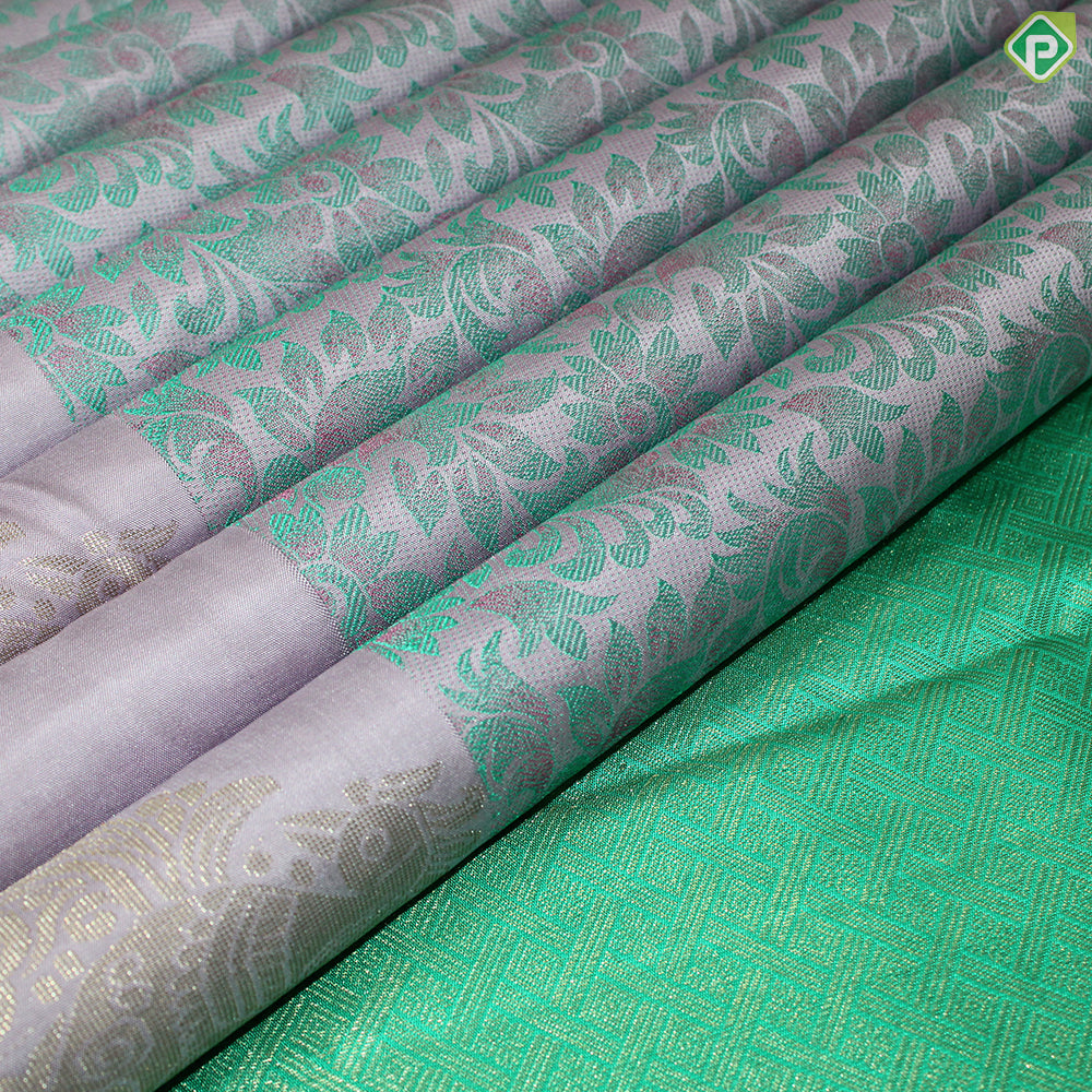 Baby Pink Flower Motif Gold Zari With Self Color Peacock Design Border Trendy Silk Saree