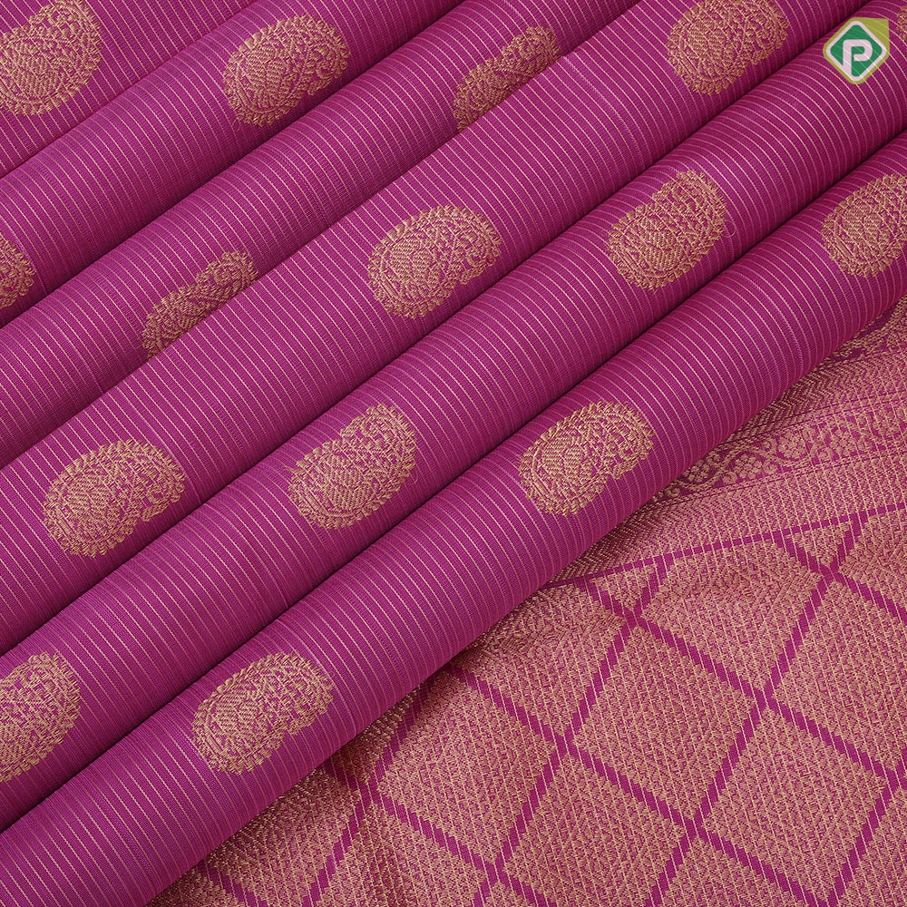 Barbie Pink Gold Zari Mango Design Self Colour mayilkan Ruthracham Border Design Traditional Silk Saree
