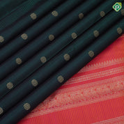 Bottle Green Gold Zari Flower Butta Design Magenta And Purple Colour Line Design Traditional Silk Saree