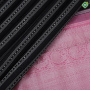 Black Colour Silver Zari Straight Lines Diamond Design Baby Pink Colour Peacock Bavanji Border Design Luxury Black Silk Saree