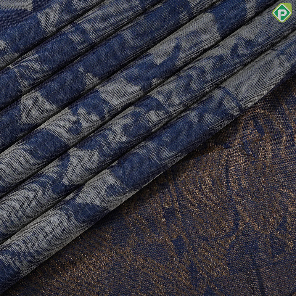 Robin blue cream white historical British major general painting design self gold zari border trendy silk saree