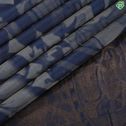 Robin blue cream white historical British major general painting design self gold zari border trendy silk saree