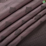 Peach elephant grey rangoli design self antique zari border trendy silk saree