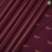 Beetroot maroon gold zari self designed stripes self color gold zari annam chakkaram lines border traditional silk saree