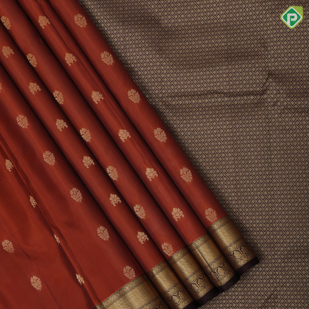 Royal Blue Gold Zari Flower Butta Design Rexsona Green Ruthracham Flower Border Design Pure Mix Silk Saree