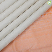 White silver zari small rangoli lines peach orange silver zari multi design border exclusive bridal silk saree
