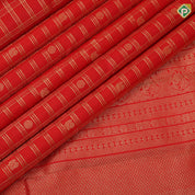Chilly Red Gold Zari Checked Peacock Chagaram Design Self Peacock Mayilkan Border Design Traditional Silk Saree
