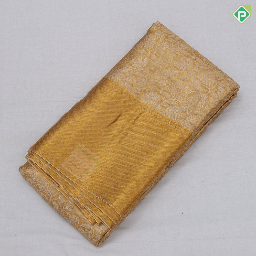 Gold Tissue Floral Design Bavanji Border Design Trending Fancy Saree