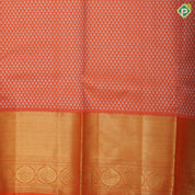 Sky blue silver zari rudraksham butta design orange gold zari border pattu paavadai lehanka