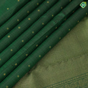 Bottle Green Gold Zari Vairaoosi Small Flower Butta Self Colour Peacock Border Design Traditional Silk Saree