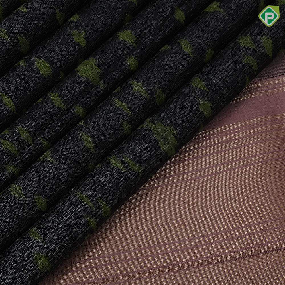 Black Colour Silver Zari Cloud Style Design Coffee Brown Colour Circle Design Luxury Black Silk Saree