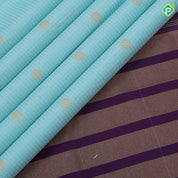 Sea blue gold zari vairaoosi checked kataam rudraksham butta purple gold zari retta pattai border art silk saree