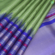 Olive Green With Thread Lines Ink Blue Rising Thread Border Trendy Silk Saree