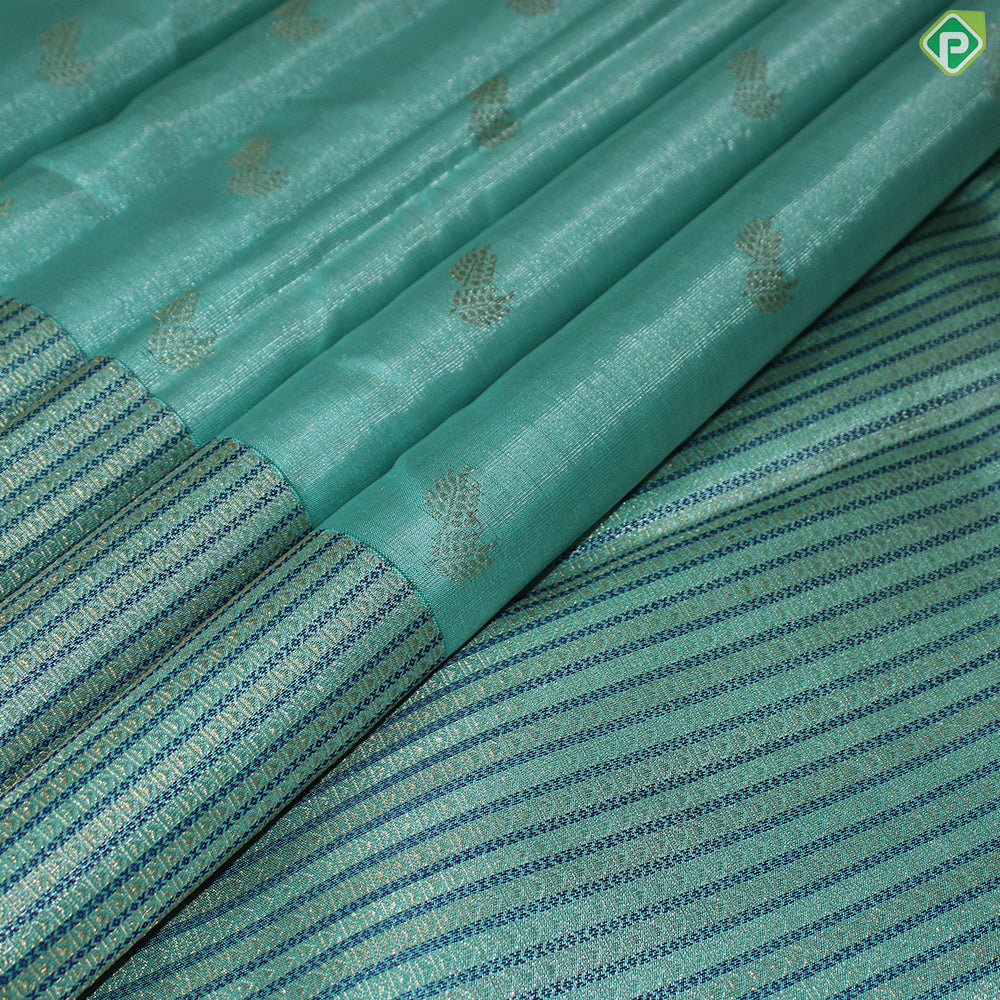 Rexsona Green Gold Zari With Self Color Border Tissue Traditional Silk Saree