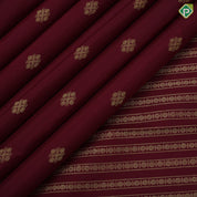 Beetroot red gold zari fancy round butta self gold zari peacock round butta border traditional silk saree