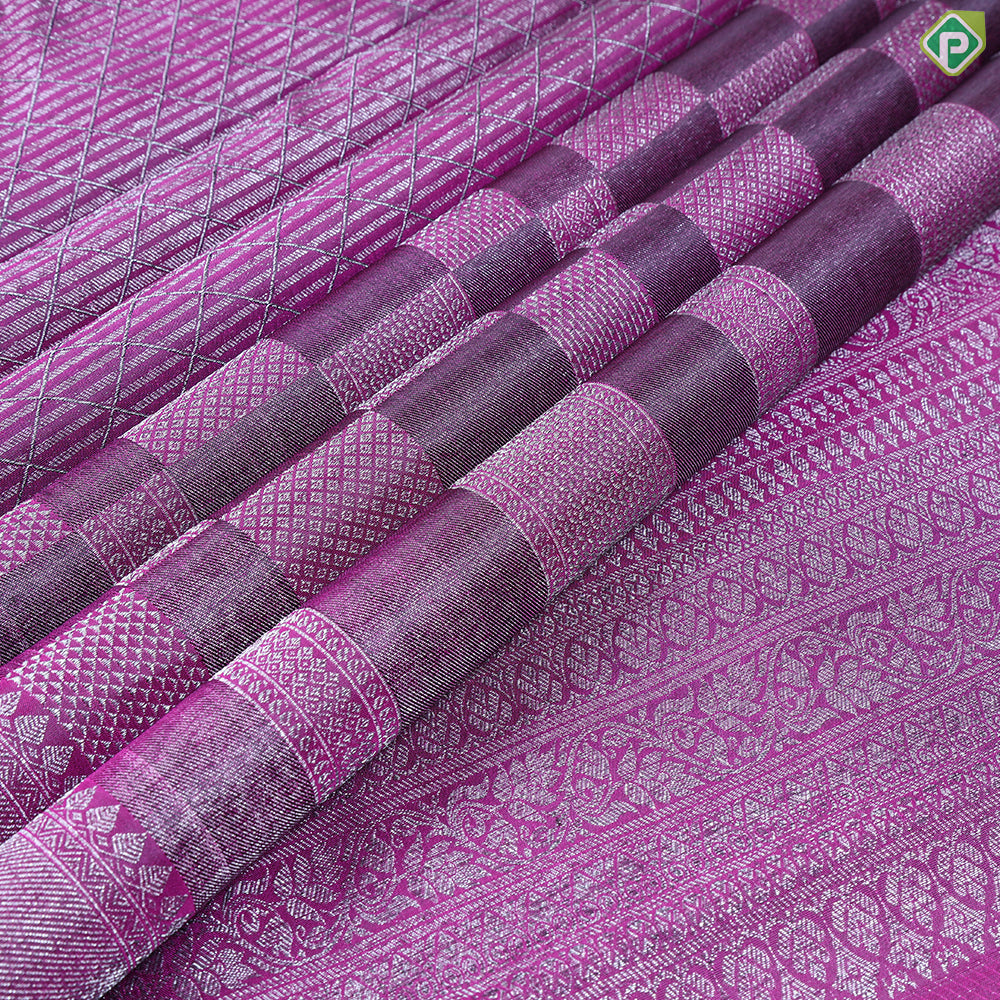 Purple With Neem Zari Contemporary Design Self Colour Trendy Designer Silk Saree