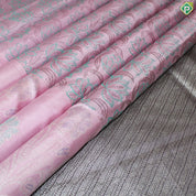 Baby Pink Thread Work With Self Color Silver Zari Flower Border Fancy Trendy Silk Saree