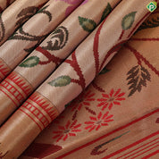 mustard gold big floral weaved design self pythonic border grand tissue silk saree