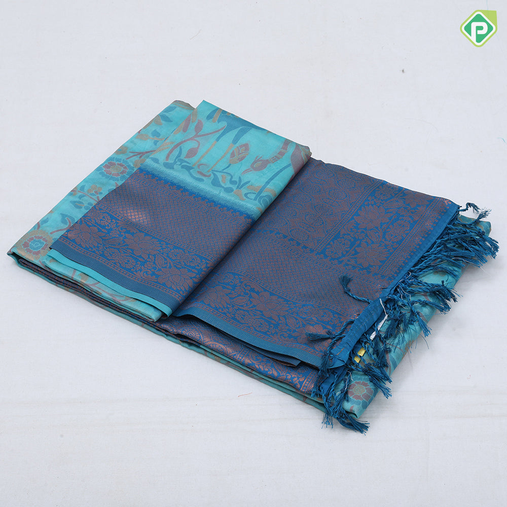 Fancy pythonic design solid color gold zari border fancy soft materiel saree