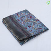 Multi color kalamkari style digital printed design double design border semi tusser saree