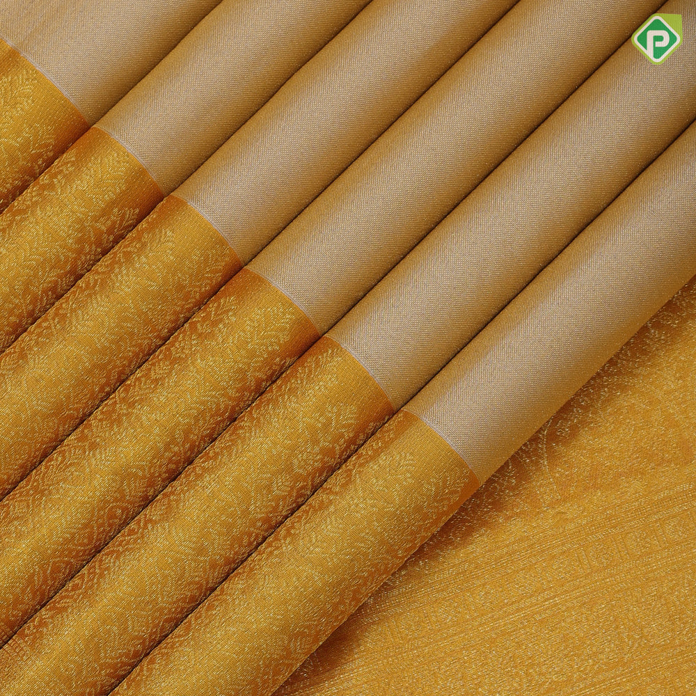 sandal gold zari plain tissue weaved design mustard yellow gold zari fancy florist border grand tissue silk saree