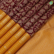 Magenta gold zari vanasingaaram design Mango yellow silver gold zari self designed lines border grand bridal silk saree