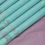Sea blue purple silver gold zari creeper design self silver gold zari meena work butta border trendy designer silk saree