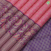 Bubblegum Pink Gold Zari Flower Design Purple Colour Bride Flower Ruthracham Border Design Wedding Silk Saree