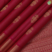 Rani Pink Gold Zari Vairaoosi Lines Gandaberunda Butta Design Self Colour Ruthracham Mayilkan Border Design Traditional Silk Saree