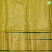 Multi color gold zari rangat design green yellow gold zari peacock and diamond butta border pattu paavadai