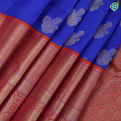Navy blue gold zari fancy butta design orange with silver gold zari high border traditional silk saree