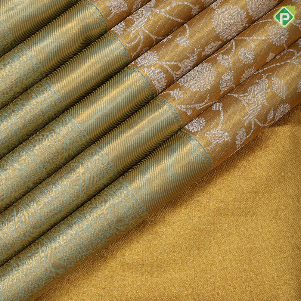 gold and silver zari by zari tissue grand floral design rexona green gold zari border grand tissue silk saree