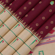 Magenta gold zari small flowers butta design cream white gold zari paithani border and pallu banaras style silk saree