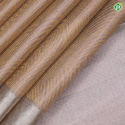 Lilac gold zari tissue fancy arch design self silver zari peacock butta lines border grand tissue silk saree
